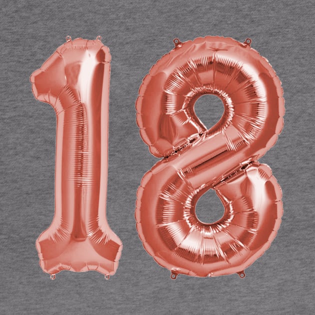 Rose Gold 18th Birthday Metallic Helium Balloons Numbers by podartist